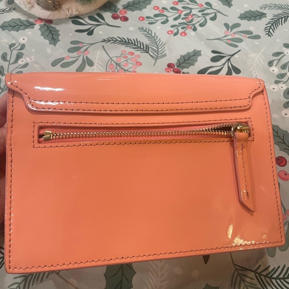 Dooney & Bourke East West flap Peach Shiny Patent Leather Purse - Picture 4 of 11